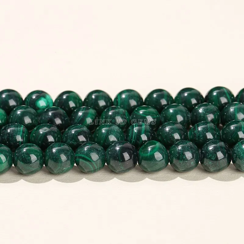 Perle di pietra di Malachite verde naturale genuino fascino rotondo pavone gemma distanziatore sciolto per gioielli che fanno accessorio braccialetto fai da te