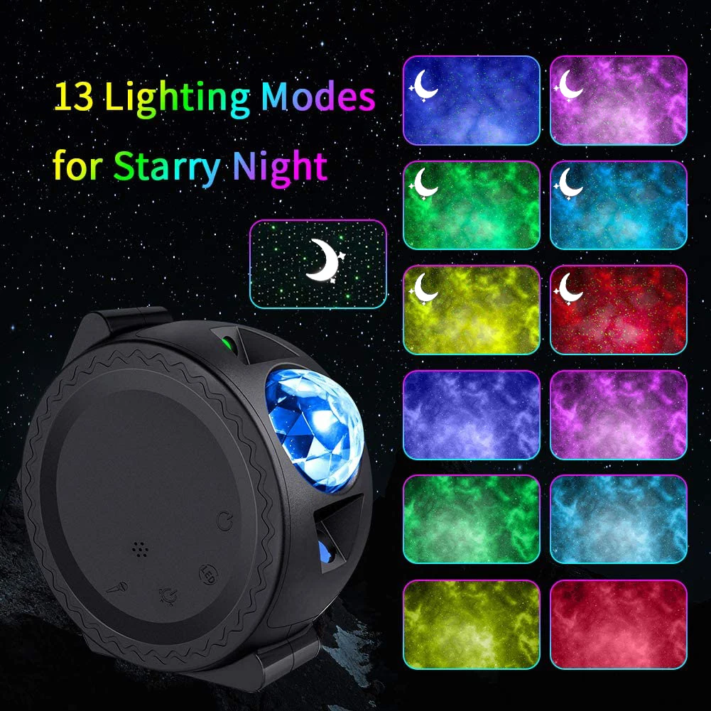 

Smart LED Star Sky Projector Light Moon Star Cloud Night Lamp 360 Degree Rotation 6 Colors Ocean Wave Light Decoration
