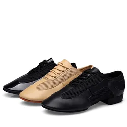 Zapatos de baile latino para hombre y mujer, calzado de cuero con tacón de 3,5 cm y 5cm, color negro tostado, para baile de salón y calle, 46