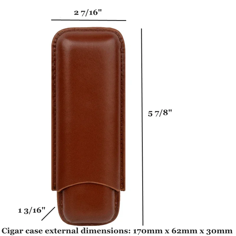 52 Ring Cigar Case Man-made Leather Cigar Holder 2 Tube Mini Cigar Box Portable Humidor Best Smoking Accessory For Man