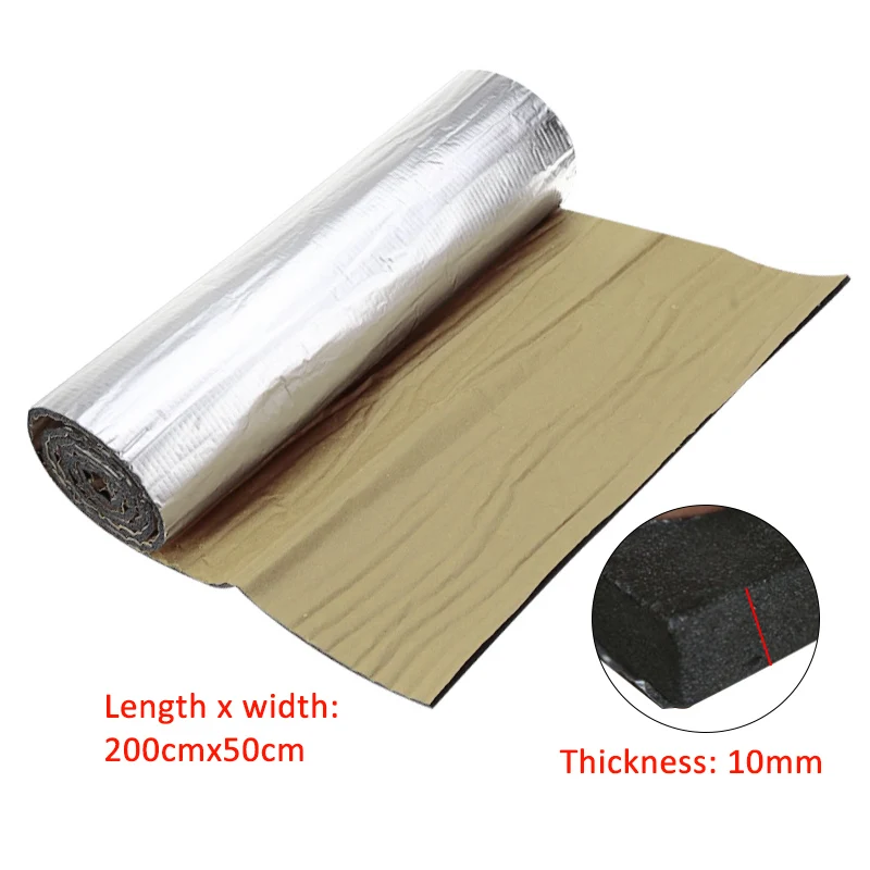 Car Sound Deadener Mat Thicken Noise Heat Deadening Soundproof Dampening Foam Mat For Auto Hood Engine Door 200cmx50cm