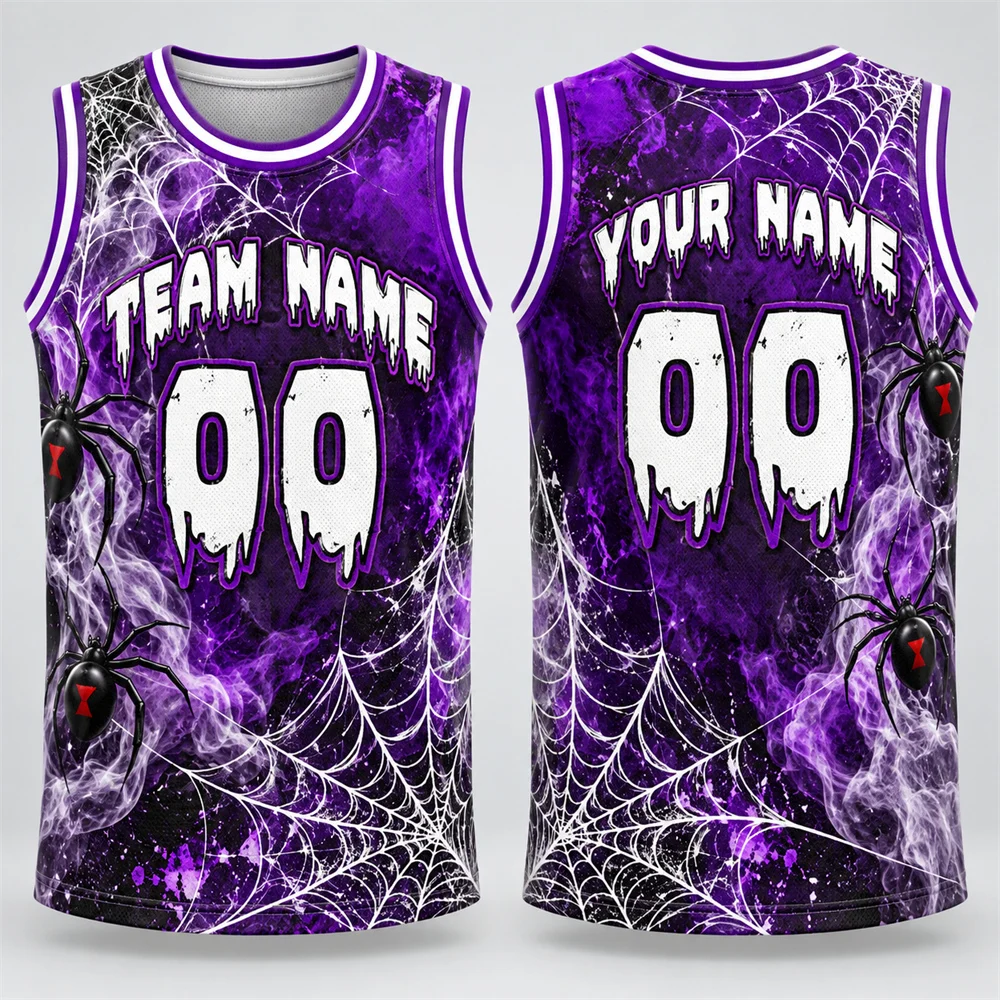 Mens Custom Halloween Basketball Tank Top Team Name Number Ghost Mummy and Skeleton Horror 3D Print Breathable Basketball Vest