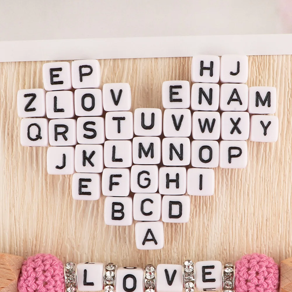 80Pcs 10*10MM Square White Letter Acrylic Beads A-Z Cube Loose Spacer Alphabet Beads For Jewelry Making Diy Accessories image 4