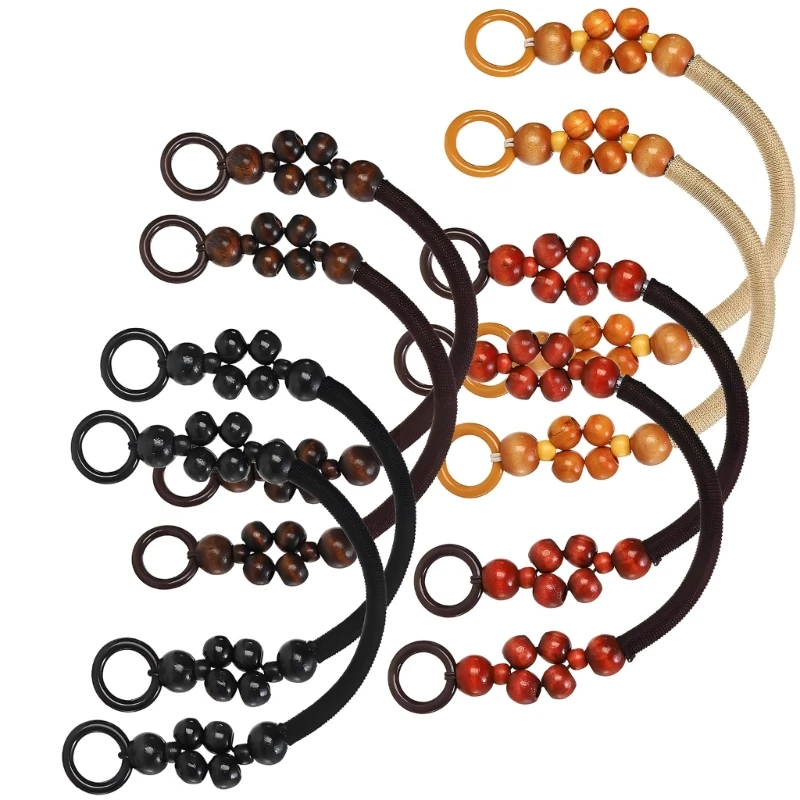 Handtaschengriffe aus Holzperlen, Ersatz für handgefertigte Häkeltaschen und Nähen, 3 x – Detail 1