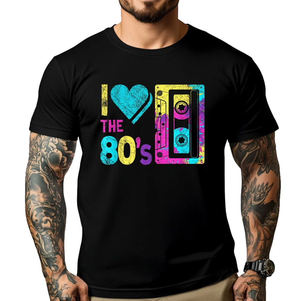 

I Love The 80s Eighties 1980 Cassette Tape Black Graphic T Shirts Winter Men's T-Shirts Korean Style