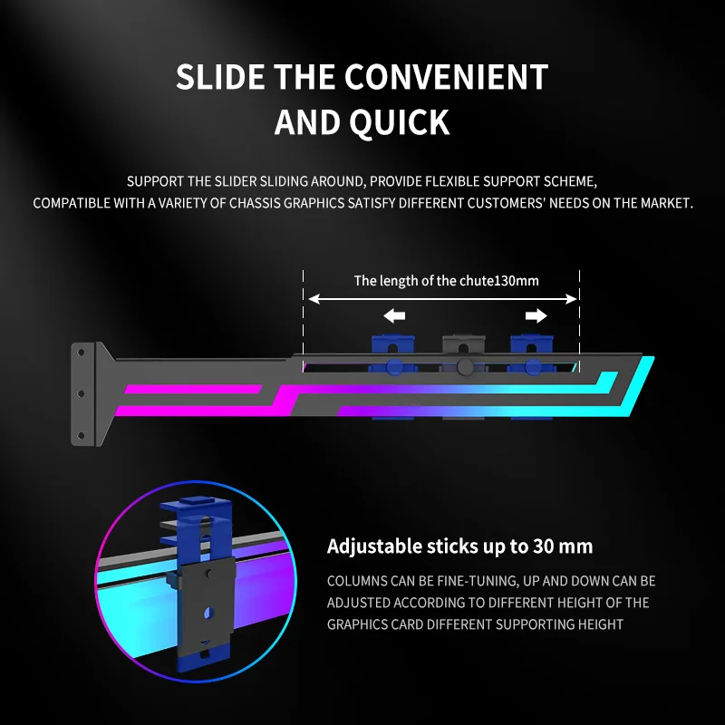 Power Train ARGB Graphics Card Bracket 5V 3PIN ARGB AURA SYNC Computer Graphics Card VGA Holder Height Adjustable
