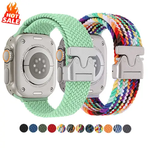 Apple Watch 밴드 용 땋은 스트랩 44mm 40mm 45mm 49mm 41mm 46mm 42mm 팔찌 iWatch 시리즈 Ultra2 10 9 SE 8 7 65 마그네틱 밴드