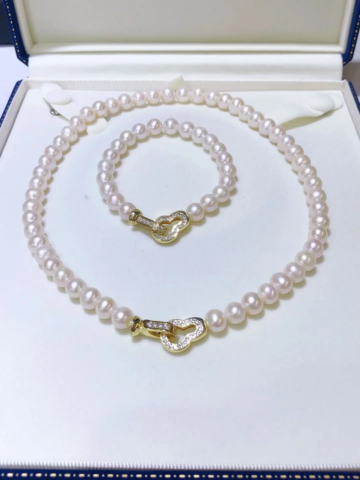 

Fashion necklace AAAA8-9mm Japanese natural pearl necklace 18 inch+7.5-8 inch bracelet set 925s