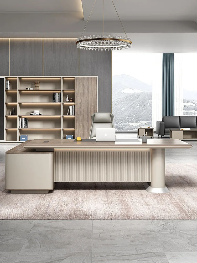 

Простой современный стол и стул, комбинация офисной мебели, большой стол, письменный стол для менеджера атмосферы, стол для руководителя