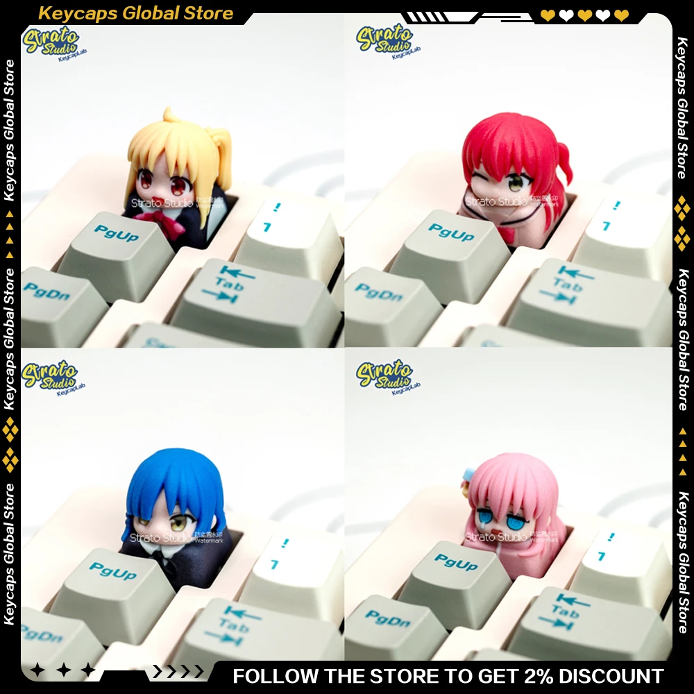 

Персонализированные кейкапы ручной работы Hitori Gotoh из серии BOCCHI THE ROCK для механических клавиатур, милые кейкапы-аксессуары