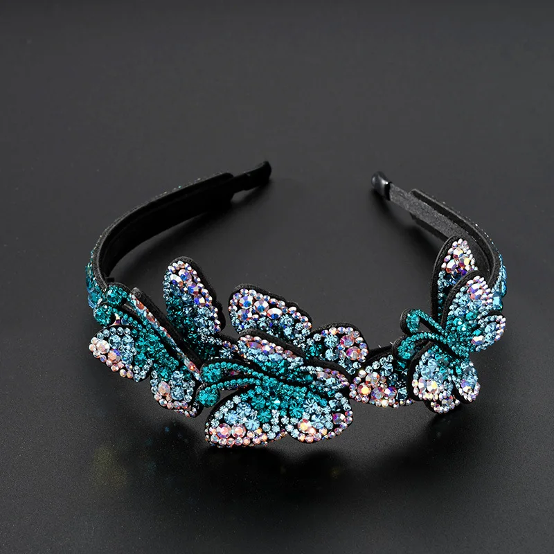 

Butterfly diamond hair hoop leather headband hairpin temperament of adult female south Korean joker out hair clip antiskid