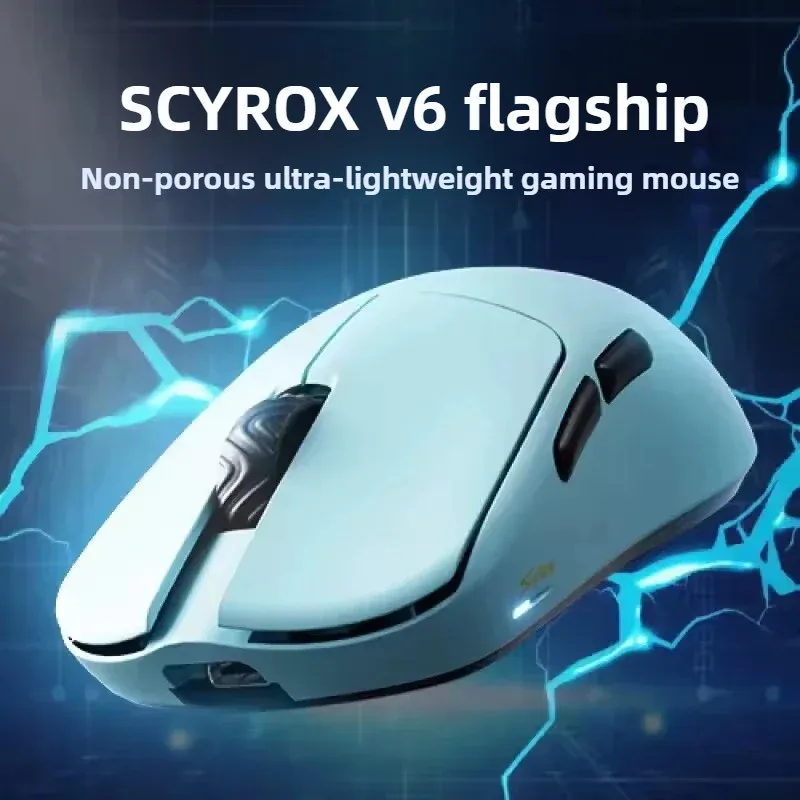 

SCYROX V6 Беспроводная 3-режимная игровая мышь 8 кГц PAW3950 40 г Легкая 250 мАч Большие руки для киберспорта Мышь Офисные подарки