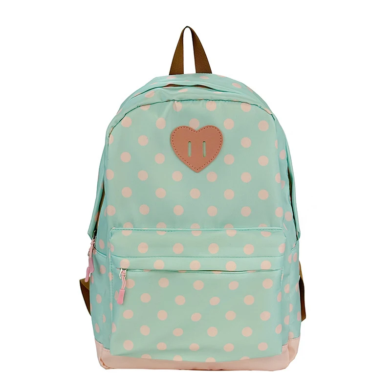 Cute Polka Dot Backpack for Teen Girls College Style School Bag Travel Hiking Small Rucksack
