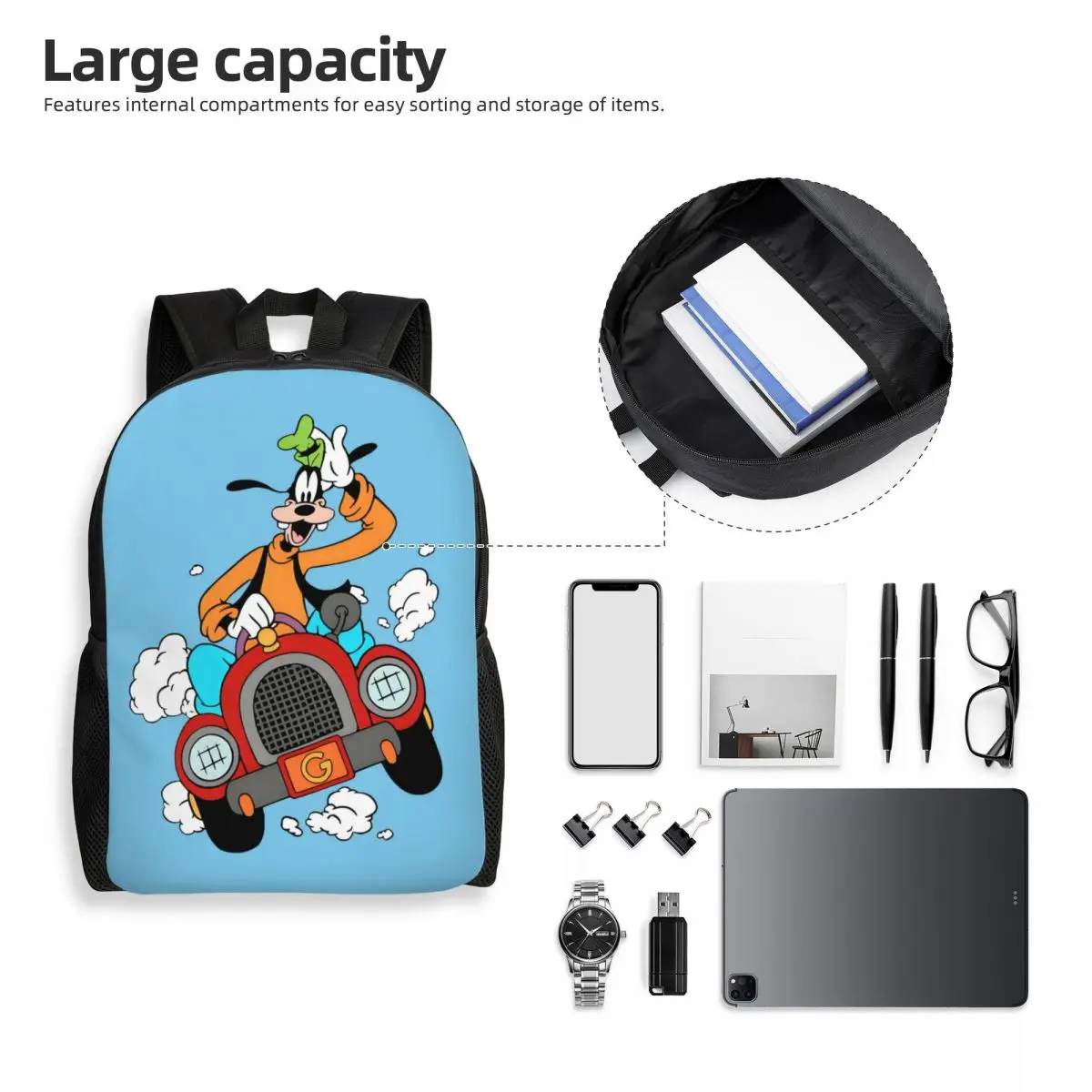 Aangepaste Goofy Reisrugzak Dames Heren School Laptop Boekentas Cartoons Student Dagrugzak Tassen