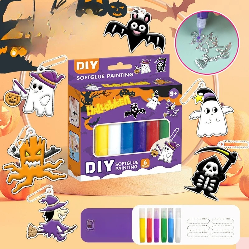 3d diy sem assar cola pintura graffiti placa de cristal dos desenhos animados pingente halloween natal chaveiro dinossauro aniversário crianças presente