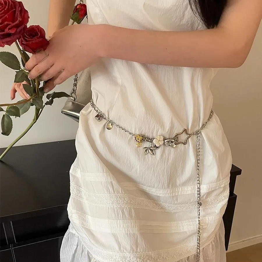 

Metal Star Waist Chain Women's Skirt Temperament High Sense Fashion Versatile Personality Thin Belt Waist Belt Accessories