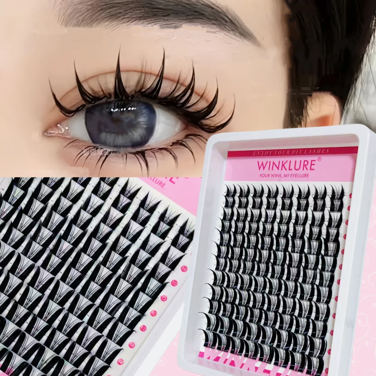 WINKLURE Fairy Lash Clusters Kit 8mm-18mm Manga C Curl Anime Wimpernverlängerungs-Kit Individuelle Spike-Wimpern DIY Volumen Natürlich – Detail 3