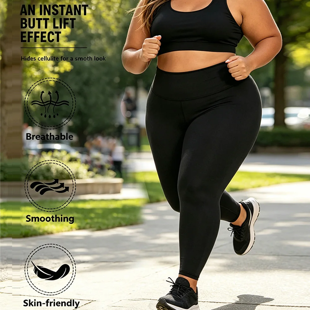 Women High Waist Plus Size Yoga Pants Soft Naked Feel Stretch Leggings Fitness Workout Gym Running Trousers For Curvy Figures