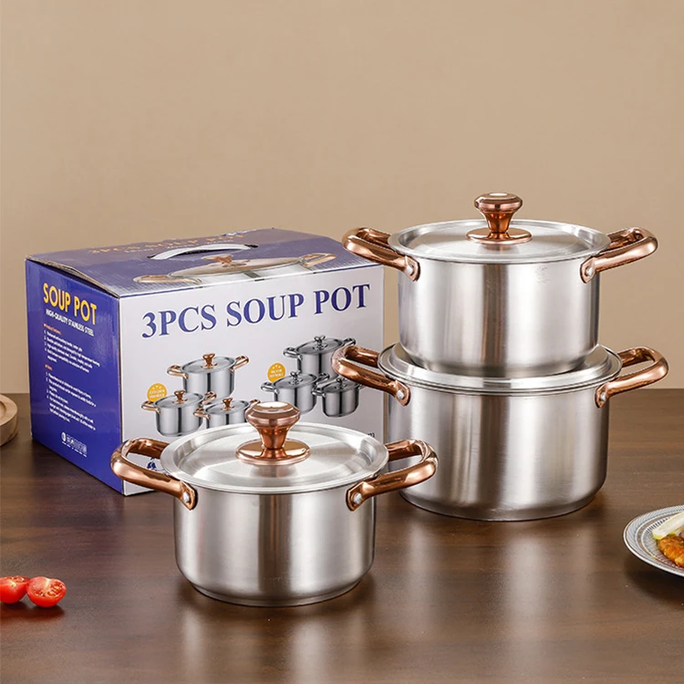 Stainless steel pot set, hot pot special , induction cooker, soup gift set 3-piece pot set