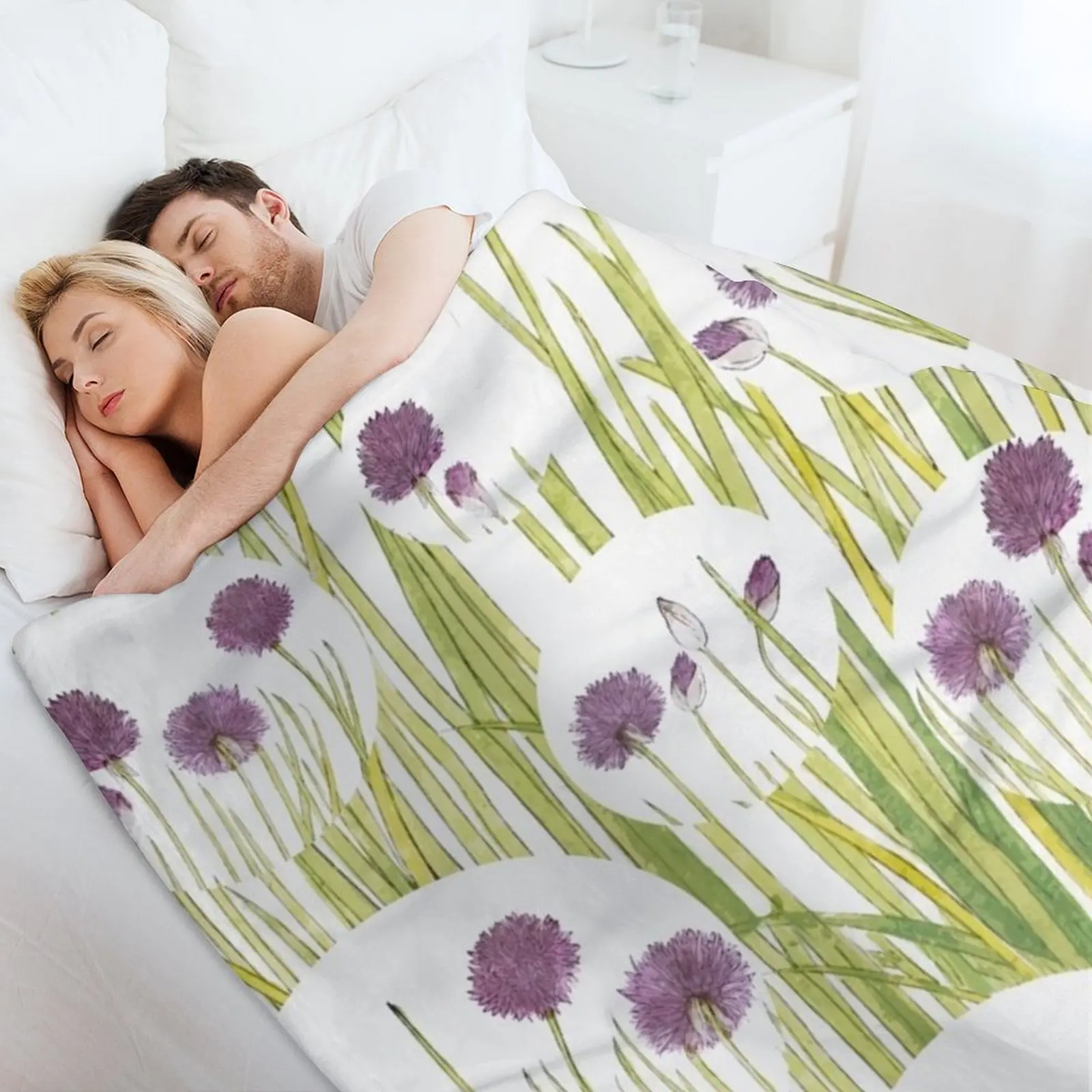 بطانية رمي ألوان مائية نباتية ناعمة من القطيفة منقوشة متعددة الأغراض بطانيات دافئة #4