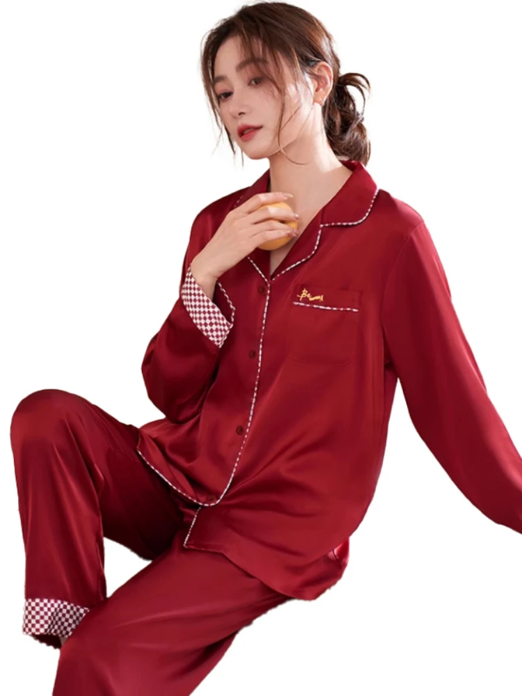 Pigiama Set manica lunga pigiameria donna abbottonatura pigiameria Pj Set abbigliamento da sposa pantaloni Loungewear pigiama femminile abiti