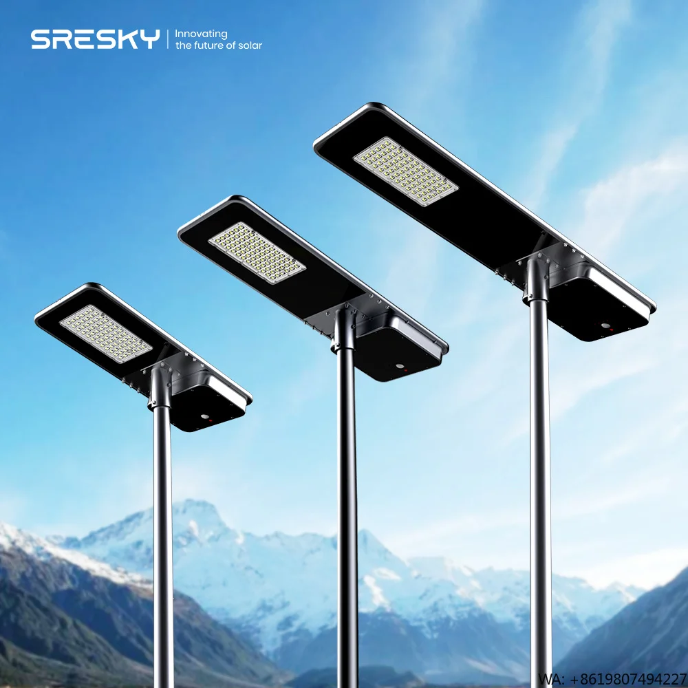 Farola Solar Integrada de Alta Luminosidad SRESKY para Exteriores, Luces Solares 40w 60w 80w, Farola Solar Todo en Uno