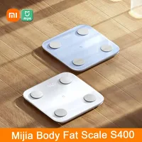 Xiaomi Mijia-escala de grasa corporal S400 Bluetooth5.0, báscula de composición corporal inteligente para el hogar, pantalla LED máxima de 150KG, medición de frecuencia Dual