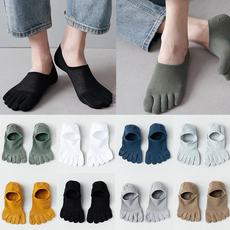 Man Women Slipper Toe Socks Ankle Short Socks Breathable Five Finger Socks Mesh Hollow No Show Socks  Sweat-absorbing Boat Sock