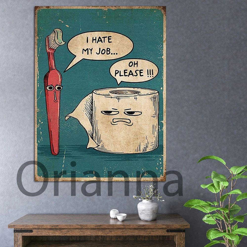 

Hd Print Picture Wall Art I Hate My Jobs Funny Toothbrush Vs Toilet Paper Canvas Painting Home Decor Vintage Poster For Bathroom