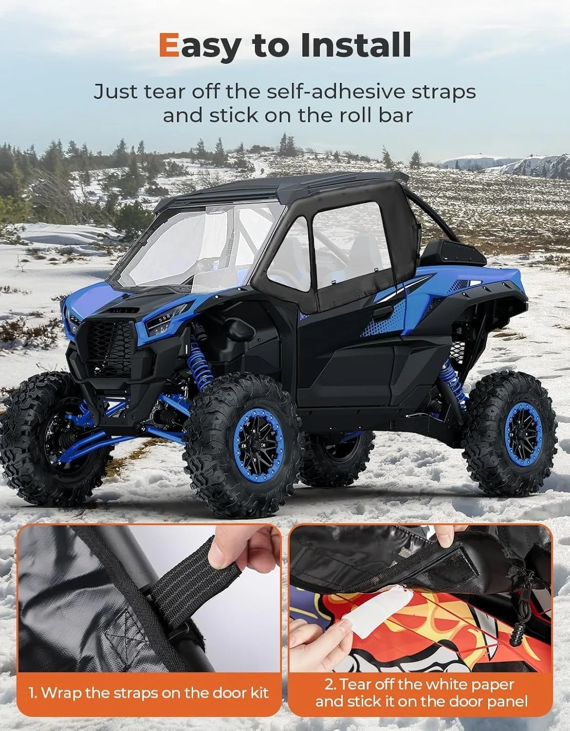 KRX النوافذ الجانبية لـ Kawasaki Teryx KRX 1000 2026 2025 2024 2023 2022 2021 2020 واضح باب الكابينة UTV الضميمة عدة #4