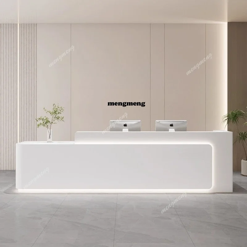 

R Nordic Cream Style Reception Desks Modern Design Hotel Beauty Salon Cashier Desk Luxury Office Furniture Atril Conferencia 150