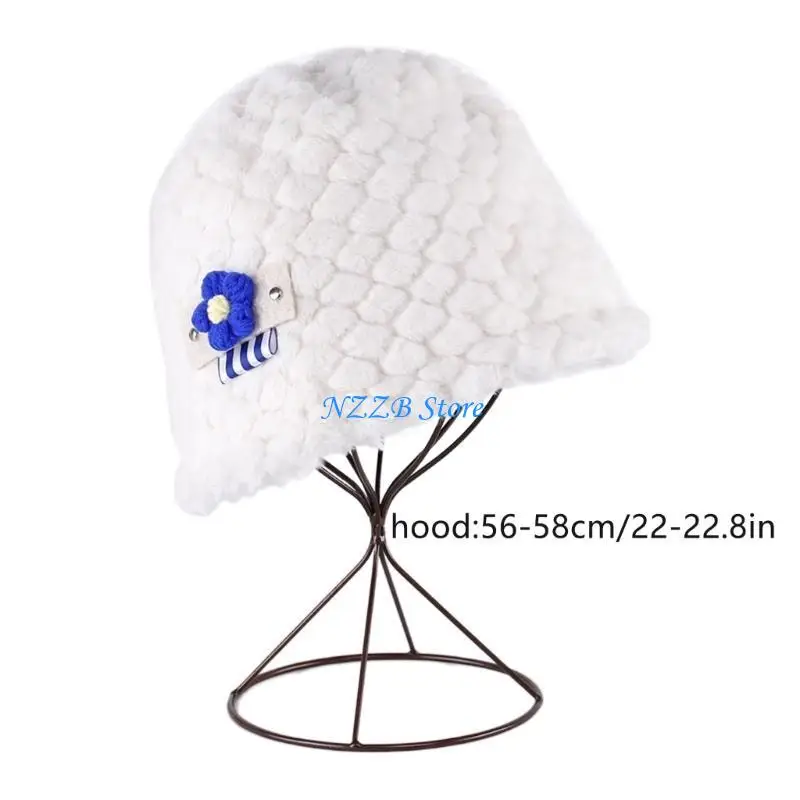 T21F النساء محبوك بيني قبعة زهرة الحياكة دلو القبعات اليدوية قاء زجاجي قبعات كروشيه صياد قبعة شتاء دافئ قبعة هدية #6