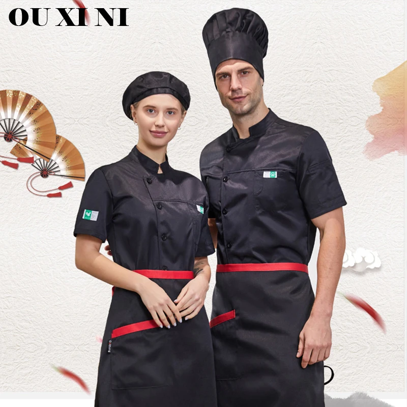 Summer Restaurant Kitchen Uniform Unisex Chef Clothes Hotel Cook Jacket Breathable Mesh Design Shirt Bakery Cafe Waiter Overalls