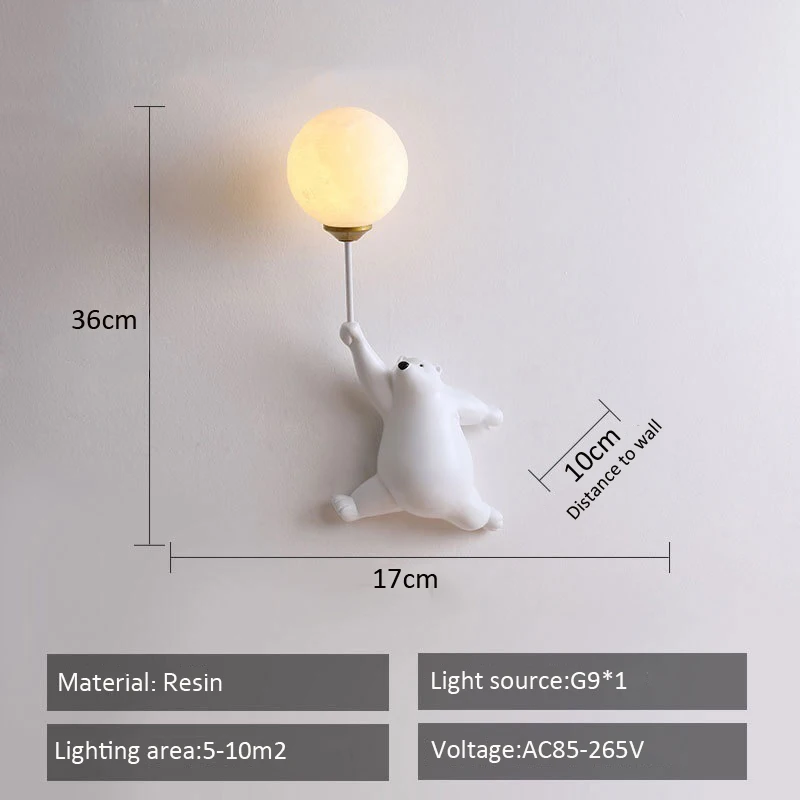 Creative Little Bear Wall light Cute Girl Boy Children's Room Bedroom Animal Wall light Background Bedside Wall Lighting