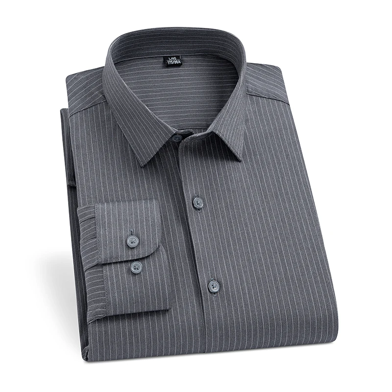 New in shirt Modal long sleeve shirts for men slim fit formal shirts elastic Anti-wrinkle tops soft office white stripedclothes
