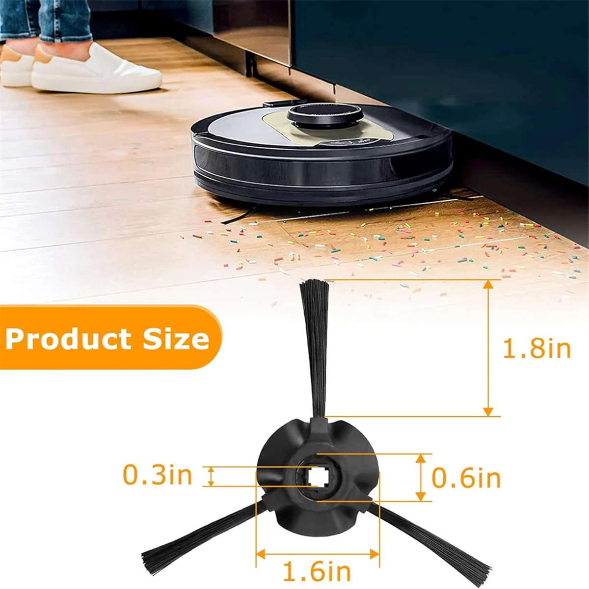8 عبوات من الفرش الجانبية البديلة للمكنسة الكهربائية Shark Matrix Robot RV2310، RV2310AE، AV2310، AV2310AE، RV2300