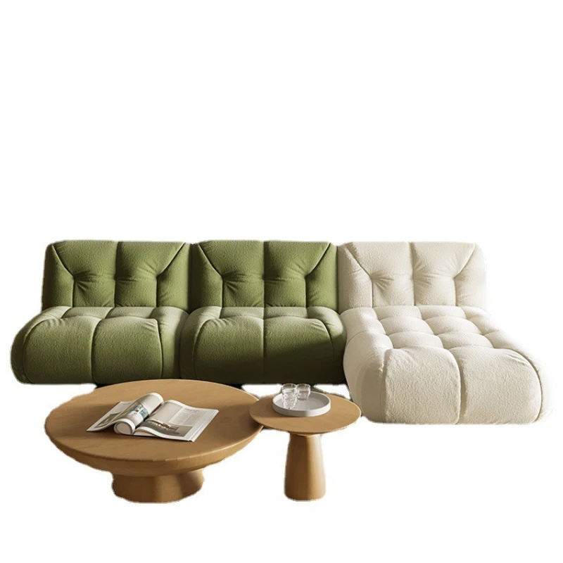 

Light French module sofa fabric living room Internet celebrity cream wind size bed and breakfast apartment free combination