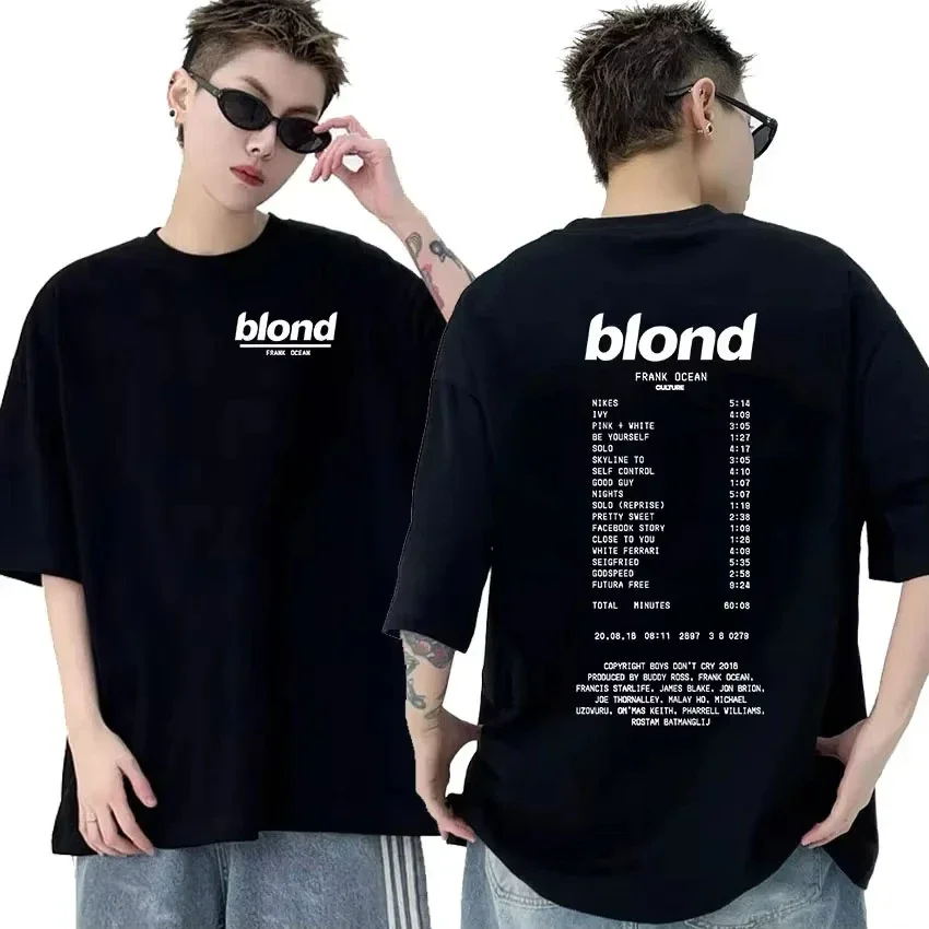 Rapper Frank Retro Graphic T Shirt Men's Hip Hop Ocean Album Clothing T-Shirts Y2k Unisex Blond Fashion Oversized Cotton T-shirt image 3