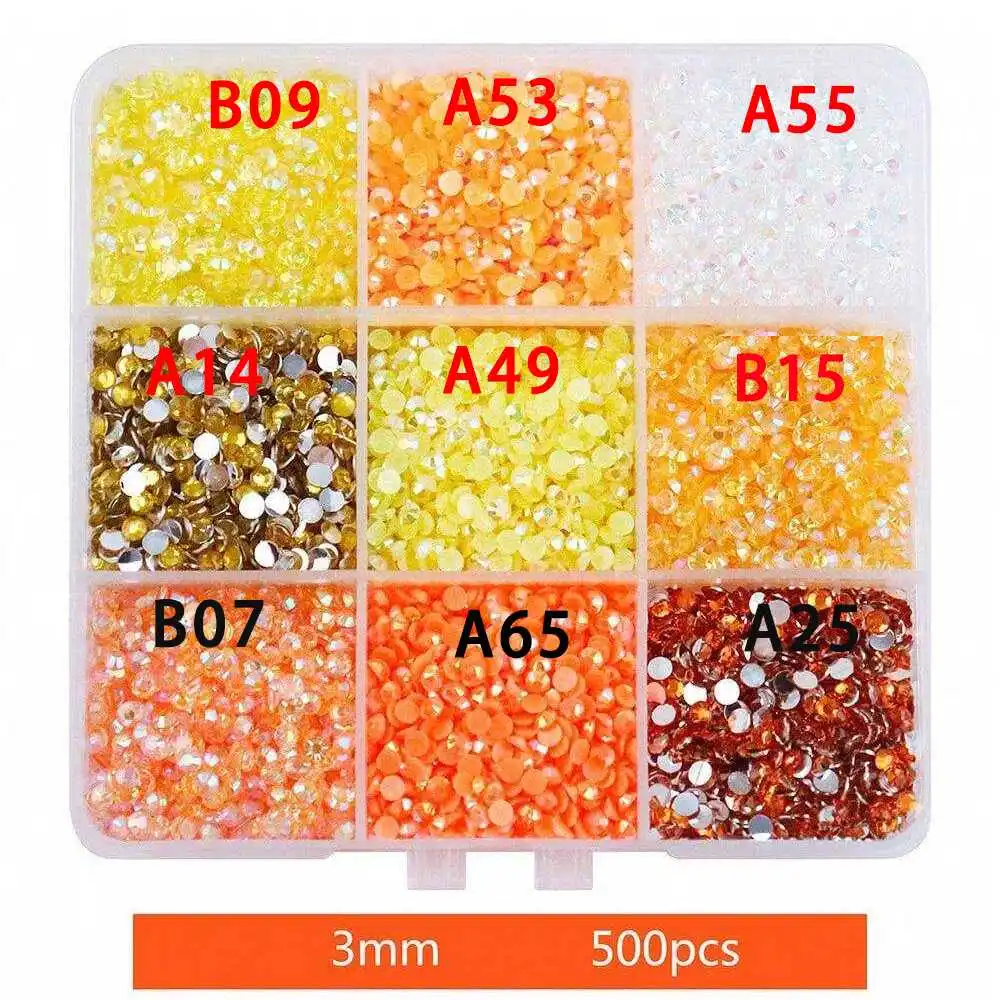 1 Box 3 mm gemischte Farben Set Gelee Flatback Harz Strasssteine für Tasse Kleidersack Schuhe Nail Art Handyhülle Dekoration