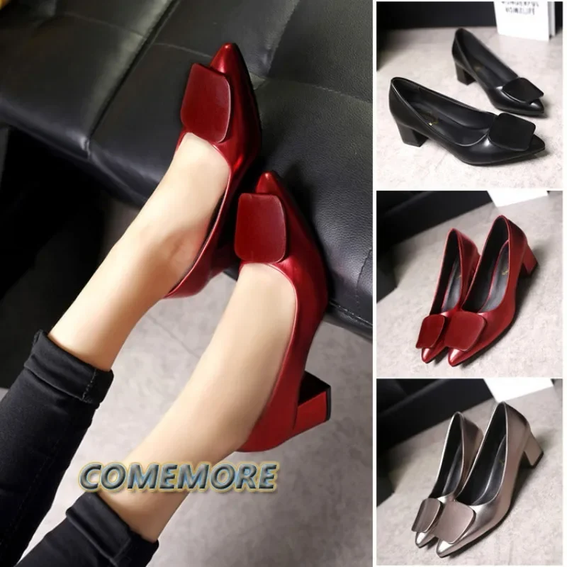 Shoes Ladies Pumps Fashion Square Heel  Sexy High Heels Wedding Shoes Women New Office Work Red Pumps Party Casual Spring Autumn