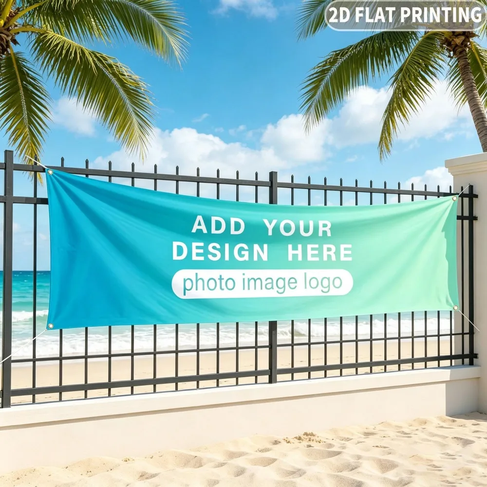 Custom 1pc Polyester Banner Party Supplies , Outdoor Long Width 50cm Banner with 4 Holes for Outdoor Indoor Decor, Easy to Hang