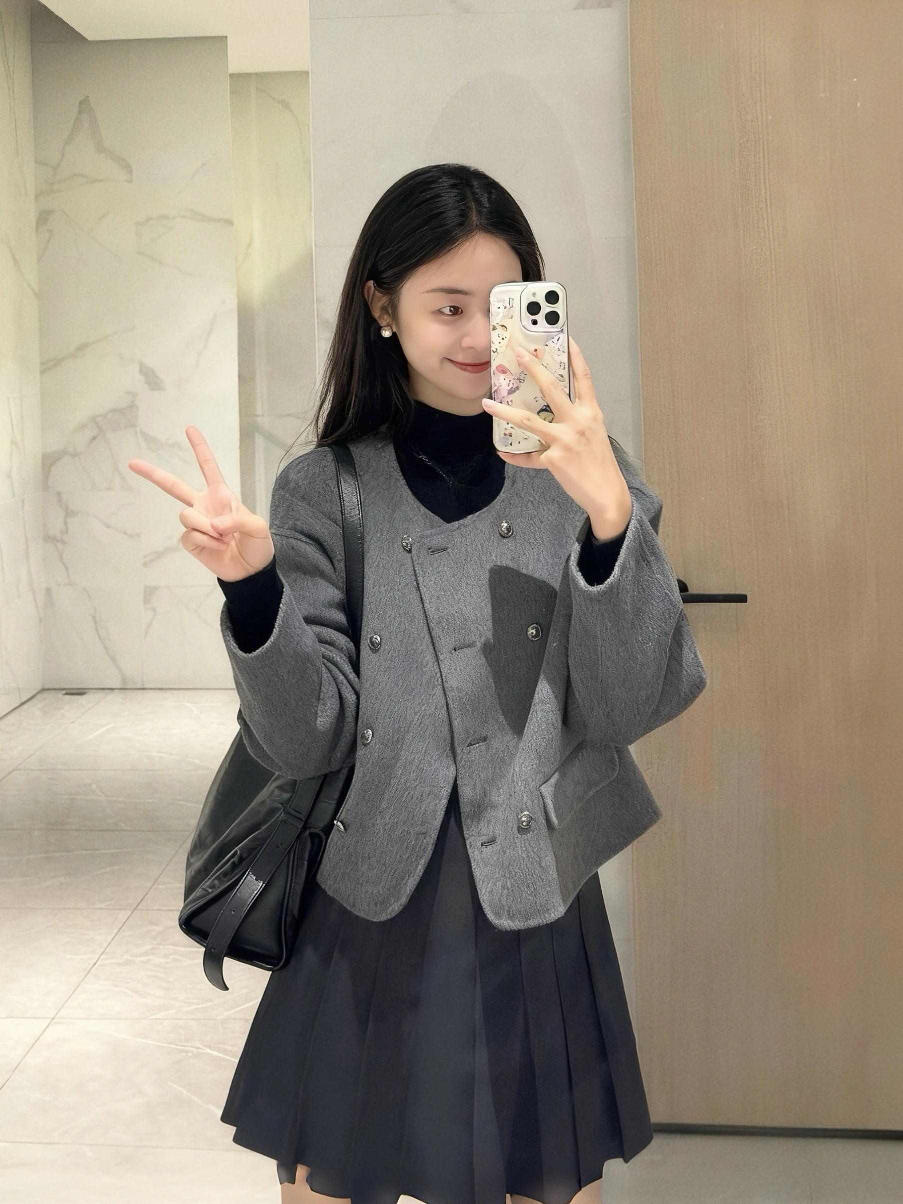 

Ele ey ort Thiened Woolen Coat Women's Autumn Winter Double-breasted Warm ort Coat Korean Sle Slim Fit Long Sve