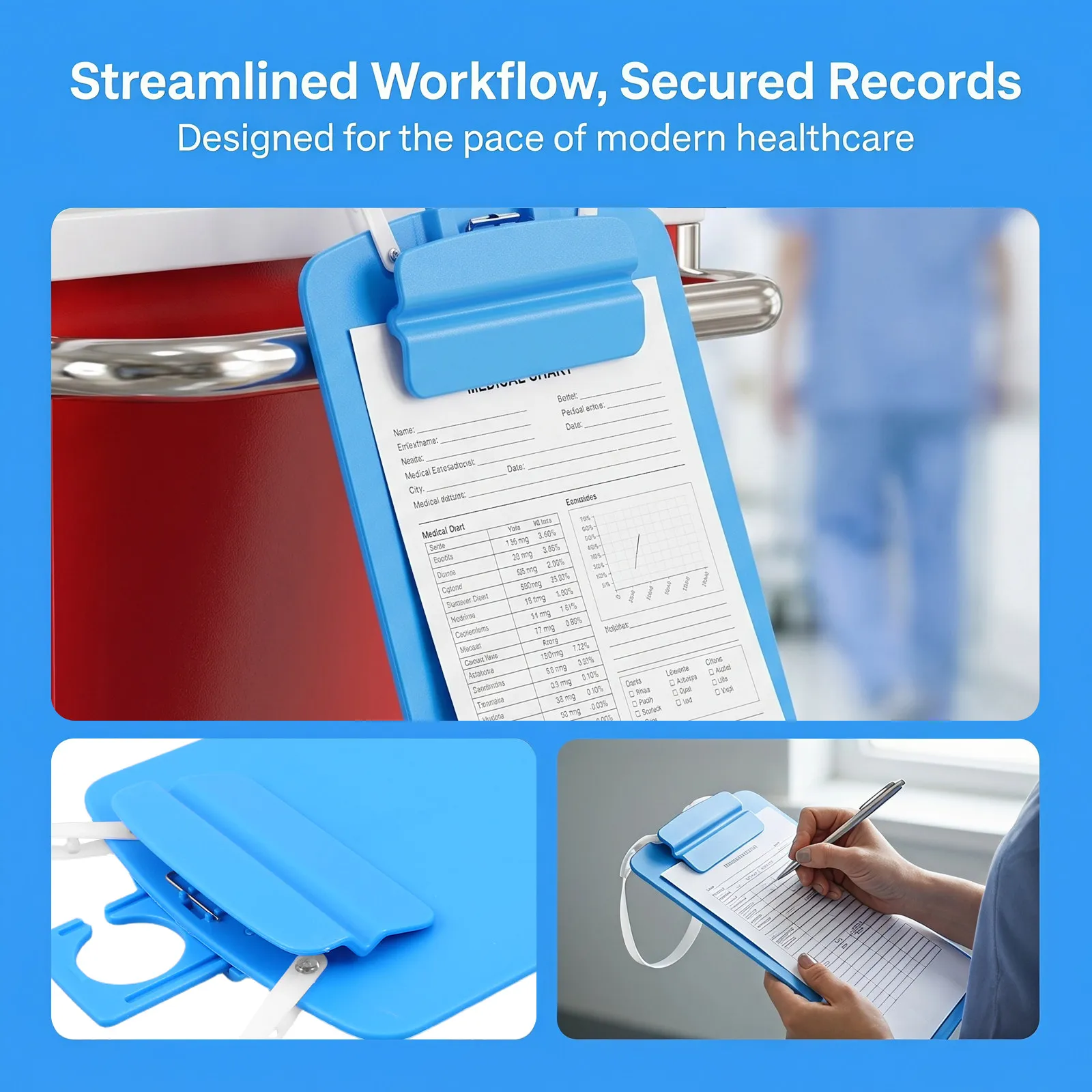 Mini Plastic Clipboard A5 Nursing Clipboard Hanging Hook Portable Records Organizer Document Holder for Clinics
