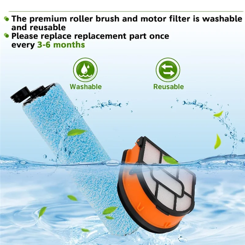 AC39-6PCS Roller Brush And Filter Replacement For Shark WD161 WD261 AW261 WD101 AW302 WD201 Vacuum Attachment