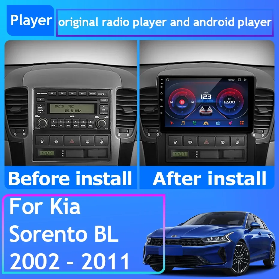 

Автомобильный радиоприемник Carplay Android 13 для Kia Sorento BL 2002-2011 GPS-навигация Стерео Android Auto 5G BT Wi-Fi Видео без 2din