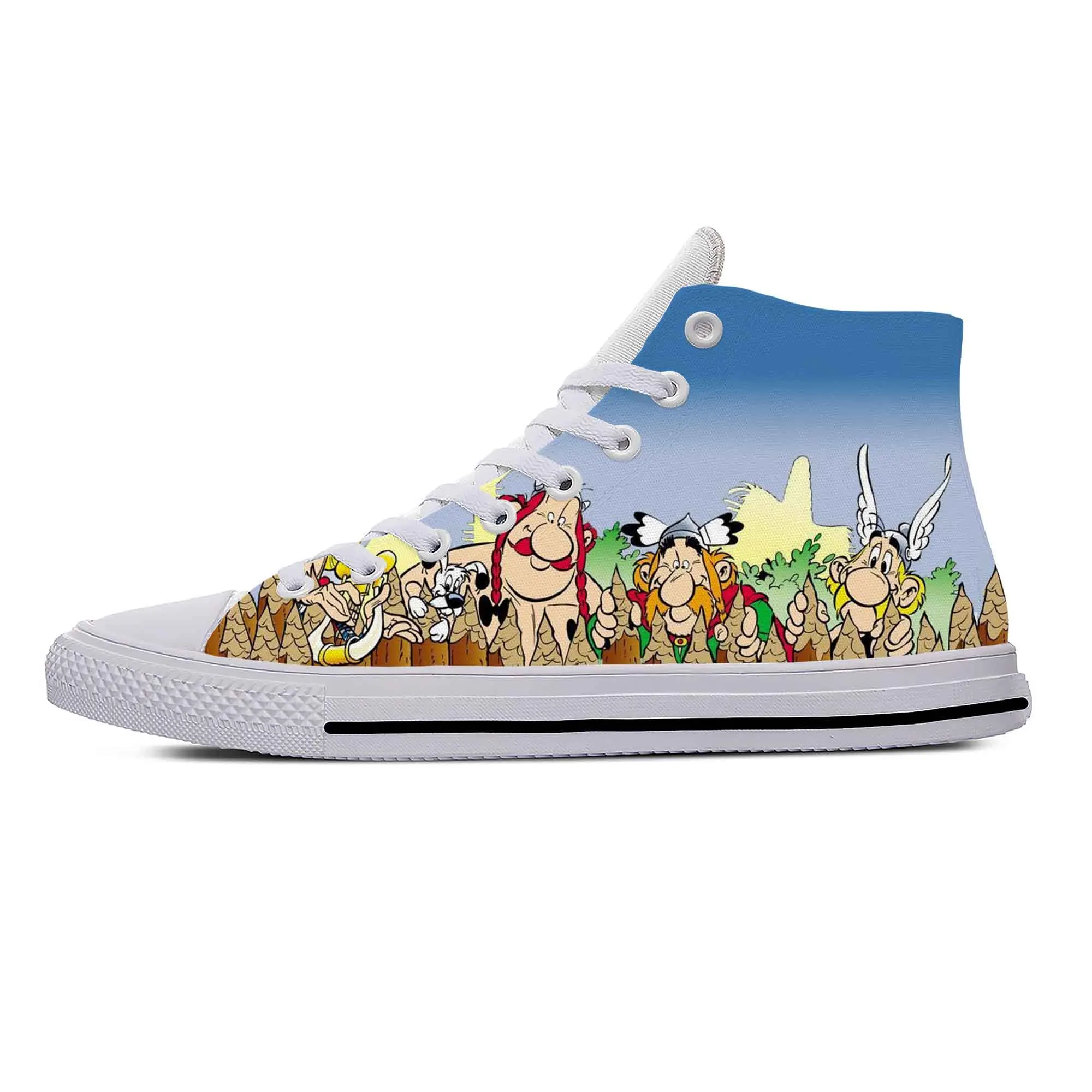 Hot Anime Cartoon Manga Asterix Obelix Adventures Casual Shoes High Top Lightweight Board Shoes Breathable Men Women Sneakers