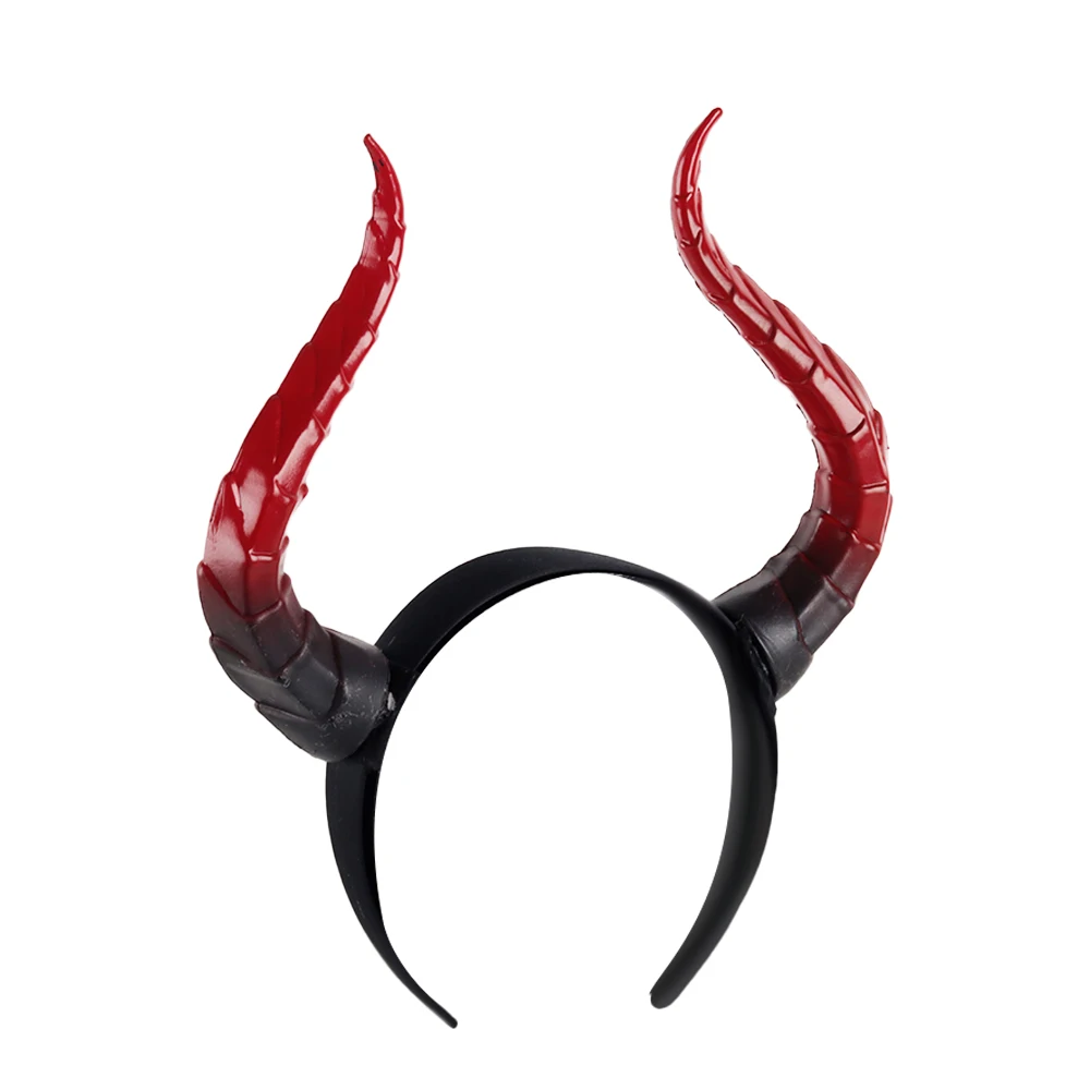 Black Red Demon Horns Headpiece Cosplay Animal Antelope Cow Devil Headwear Halloween Headdress Carnival Party Costumes Props