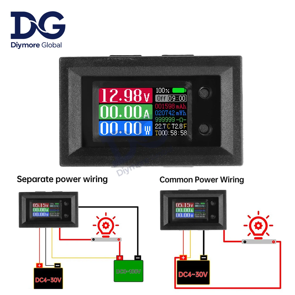 Medidor de energía Digital 10A DC4 ~ 30V 0,96 pulgadas, vatímetro, indicador, amperímetro, corriente, voltios, amperios, probador, Detector de frecuencia