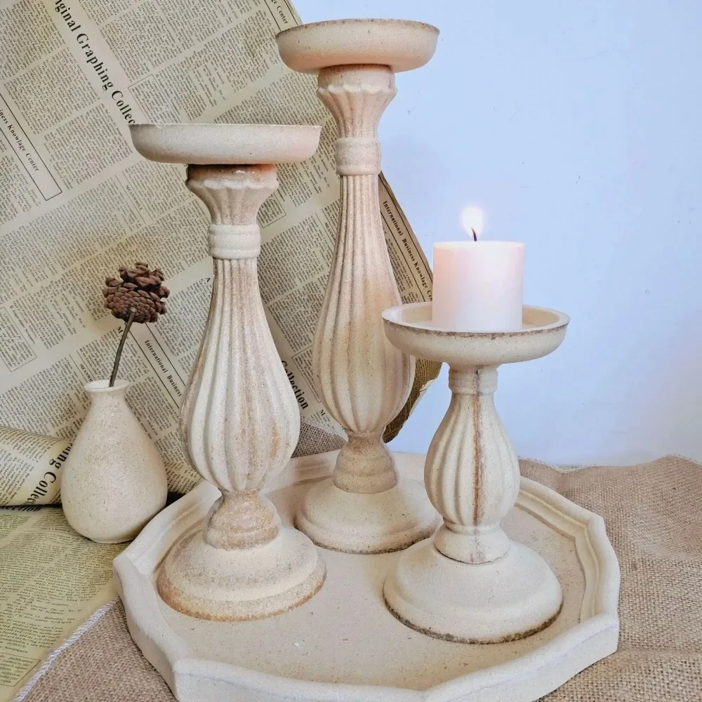 Unfinished Candle Holder Candlestick for Home Decor Wedding Room Decoration Pillar Candle Holders Retro Candlesticks Ornament