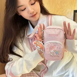 Sanrio Kuruomi Shoulder Messenger Bag Mobile Phone Bag Female Cute Mini Bag Light Coin Purse Fashion Birthday Gift New MINISO